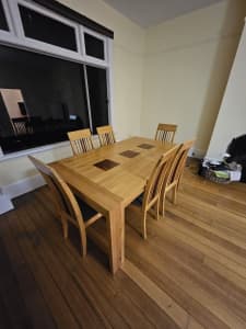 Solid timber 6 seater dining table with inlay