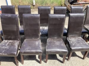 Leather chairs Used will need to be recovered free 11 chairs 