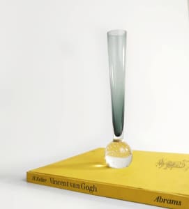 SOLD🤎🤎 Mid Century Swedish Glass Controlled Bud Vase Greyish Green