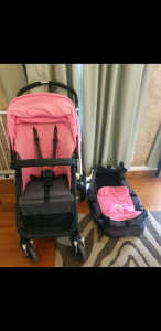 Pram with toddler seat and bassinet