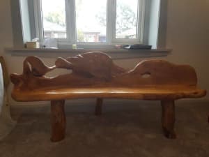 Absolutely Stunning Carved Hardwood bench