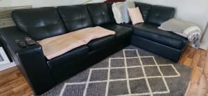 Leather look Right hand facing chaise sofa bed couch 