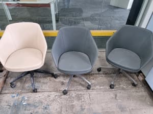 Office chairs, 2 grey and 1 cream available