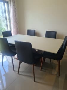 Glass top dining table, 6 chairs for free