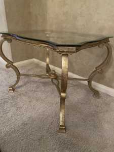 Coffee Table,Gold Metal Frame,top Glass,classic Style