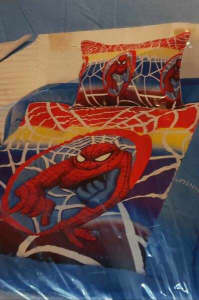 NEW spiderman superhero bedroom bed cover kids pillow blue children