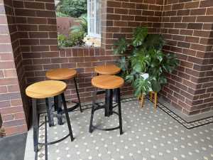 Four industrial chic style bar stools