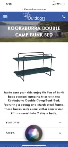 Camping bunk beds, near new