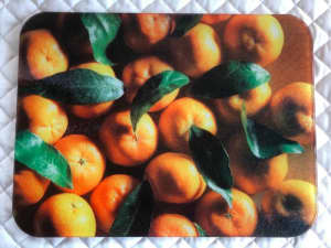 Tempered glass chopping board surface protector oranges design