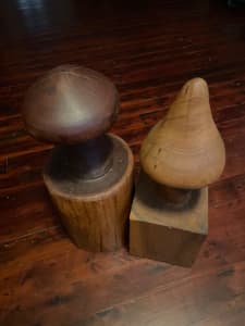 Timber mushroom sculptures