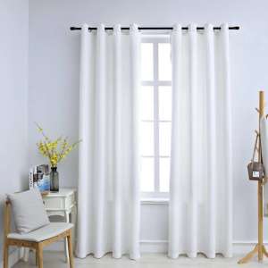 Blackout Curtains with Metal Rings 2 pcs Off White 140225 cm