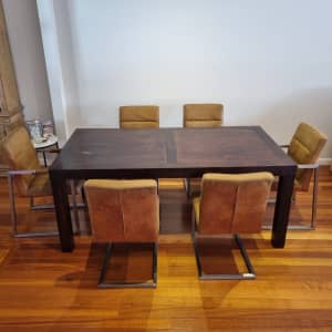 Solid Wood Freedom Stained Dining Table and 6 Chairs