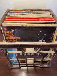 Crate of Country Vinyl Records