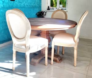 Round Dining Table $999. Hampton Style Dining Chair $189 each.