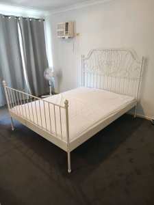 Ikea Queen size bed frame and mattress. 