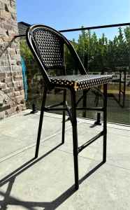 4 x Outdoor French bar stools- Aluminum/PE Rattan