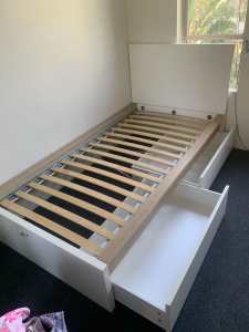 IKEA Malm single bed with under bed storage - white
