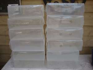 Plastic Shoe Storage Boxes (2 sizes).