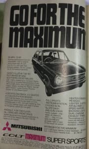 Free Postage 1970 Mitsubishi Colt Maximum Super Sport Original Advert