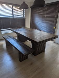 Dining table with side bench
