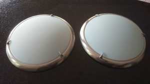 Oyster Ceiling Lights Frosted Glass Brushed Metal 397mm Diameter