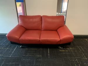 Red leather lounge couch sofa