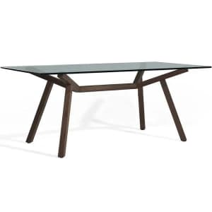 Rectangular timber and glass dining table 90W x 150D x 75H