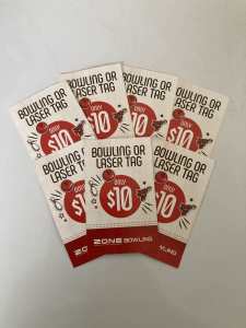 Free Zone Bowling $10 Game Vouchers x7, expires 18/6