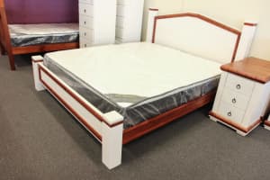 RUNOUT CLEARANCE $399 BRAND NEW Anne Solid Queen Chunky Bed Frame