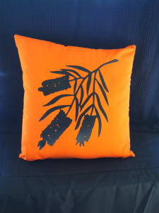 Handmade Orange Cushion Pillow (Flora)