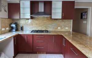Wooden Kitchen with SOLID 40 mm Thick Granite Benchtops & Splashback 