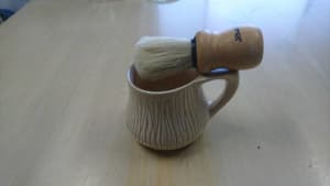2 x Collectable Shaving Mugs, new L'Occitane brush, shaving cloth