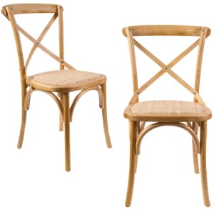 Aster Crossback Dining Chair Set of 2 Solid Birch Timber Wood Rat...