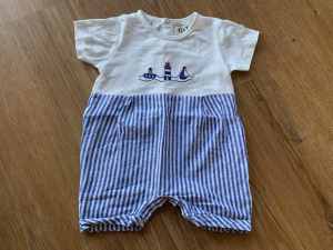 Boys Stripy Romper - Size 00 (3-6 months) - As NEW
