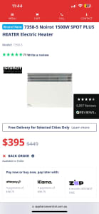 4 x Noirot 1500W Spot Plus Electric Heaters (RRP $417 each)