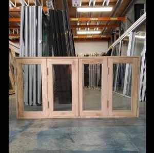 Bifold Window - 900h x 1800w Solid Mindi H/wood 4 Panel New 44749
