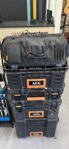 AEG tool box quick stack with tool bag