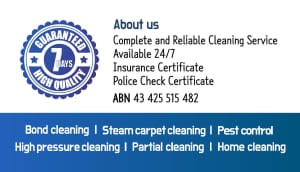 COMPLETE!  BOND & STEAM CARPET & PEST CONTROL CLEANING SERVICE!!!
