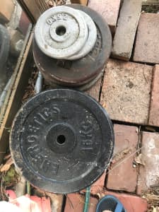 weight gym set, lot of weights