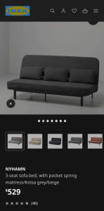 Ikea NYHAMN Sofa Bed/ Futon