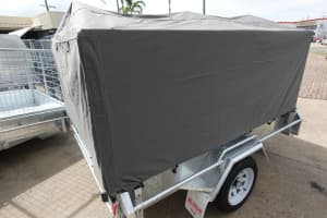 7x5 BOX TRAILER WITH 3ft CAGE, CANVAS COVER AND TILT FUNCTION