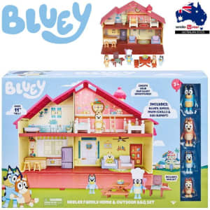 NEW Bluey Mega Bundle Home and Barbecue Toy Set with 4 Figures