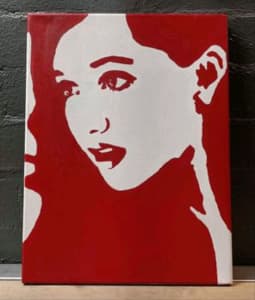 Hand-painted Girl Red & White Canvas