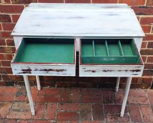 FRENCH PROVINCIAL, HALL TABLE with felt lined cutlery drawers