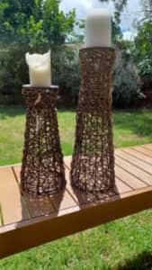 natural candle stands x2