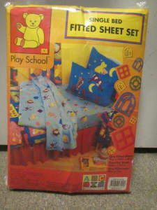 kids bedding room single bed Play School Fitted Sheet Set  RARE NEW