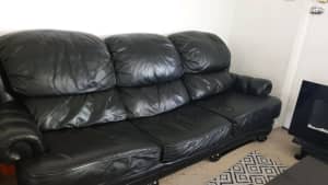 Leather Sofa -Black 3 1 1