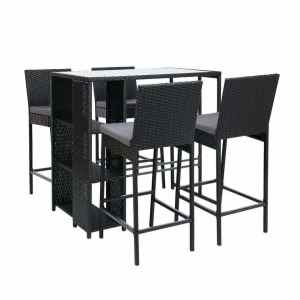 Wicker Rattan Outdoor Table with 4 Rattan Chairs