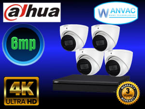 CCTV Dahua 4 x 6mp FHD Camera System - Installed