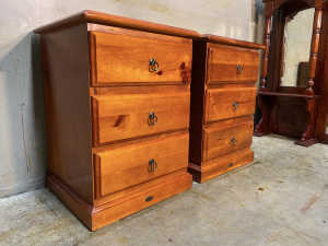 Excellent condition solid wood bedside table & metal runners(Balmoral)